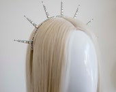 Crystal Sun Goddess Crown: Silver Metal Bridal Headpiece — image 7