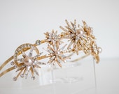 Celestial Gold Star Bridal Crown – Starburst Wedding Headpiece with Pearls, Crystals — image 7