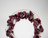 Burgundy Floral Halo Headpiece: Romantic Photoshoot Crown — image 2