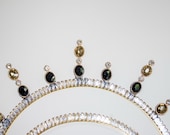 Celestial Halo Crown, Black and Gold Crystal Sunburst Headpiece, Avant-Garde Starburst Tiara, Gothic Wedding Crown, Festival Wear, Panmilli — image 5