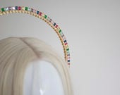 Rainbow Zirconia Halo Crown: Gold Goddess Headpiece — image 5