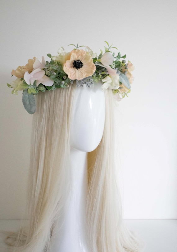 Soft Pink Floral Headband: Bridal Flower Crown, Photo Shoot Headpiece