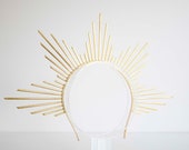 large Gold Sun Crown Headpiece: Goddess Bridal Headband — image 5