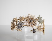 Handmade Celestial Crown, Gold Starburst Tiara, Crystal Sunburst Headband (PANMILLI) — image 6