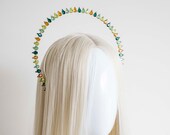 Green Crystal Halo Crown: Silver Goddess Headpiece — image 4
