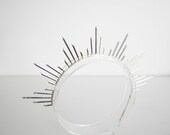 Silver Sun Crown Headpiece: Metal Goddess Bridal Headband — image 8