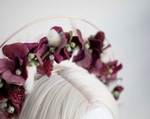 Burgundy Floral Halo Headpiece: Romantic Photoshoot Crown — image 8