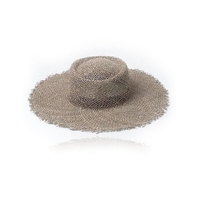 Boater crown the spencer wide brimmed Boater Lucky Fray Panama Hat natural woven style woman hat frayed edge Panmilli hat