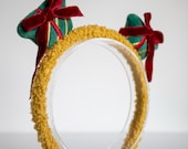 PANMILLI Christmas Headband, Yellow Sherpa Crown, Velvet Plaid Bow Hairband — image 6