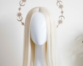 Gold Star and Moon Halo Headband: Bridal Celestial Crown — image 1