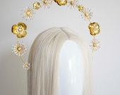 Gold Flower Halo Crown: Bridal Goddess Headpiece — image 3