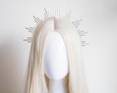 Silver Sun Crown Headpiece: Metal Goddess Bridal Headband — image 1