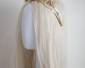 Celestial Gold Star Bridal Crown – Starburst Wedding Headpiece with Pearls, Crystals — image 8