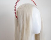 Red Teardrop Halo Crown - Red Rhinestone Halo Headband - Crystal Saint Headpiece for Gala & Editorial - Metal Hair Accessory - By Panmilli — image 6