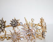 Celestial Starburst Crown Gold Bridal Tiara Rhinestone Headband Star Headpiece Constellation Wedding Hair Accessory by Panmilli — image 1