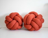 Deep Orange Knot Pillow: Handmade Decorative Sphere Cushion — image 4