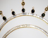 Celestial Halo Crown, Black and Gold Crystal Sunburst Headpiece, Avant-Garde Starburst Tiara, Gothic Wedding Crown, Festival Wear, Panmilli — image 8