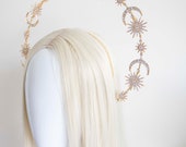 Gold Star and Moon Halo Headband: Bridal Celestial Crown — image 3
