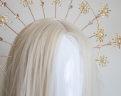 Celestial Sunburst Halo Crown, Gold Starburst Sun Deity Headpiece, Greek Goddess Aureole Tiara, Virgin Mary Halo, Festival Crown By Panmilli — image 8