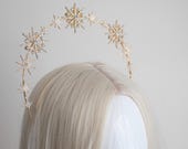 Gold Star Halo Crown – Celestial Bridal Headpiece — image 6