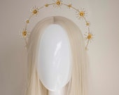 Gold Flower Halo Crown: Bridal Goddess Headpiece — image 1