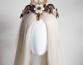 Egyptian Queen Headpiece - Luxury Gold Rhinestone Winged Crown - Goddess Cosplay Accessory - Panmilli Handmade Floral Jeweled Headdress — image 1
