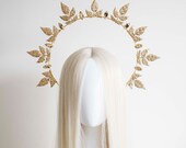 Gold Metal Leaf Sun Crown: Baroque Wedding Headband — image 1