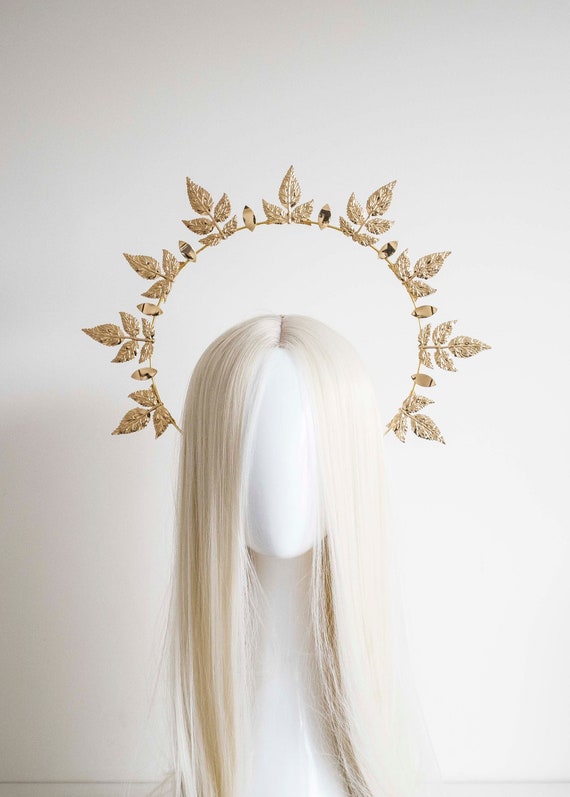 Gold Metal Leaf Sun Crown: Baroque Wedding Headband