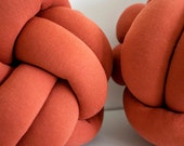 Deep Orange Knot Pillow: Handmade Decorative Sphere Cushion — image 7