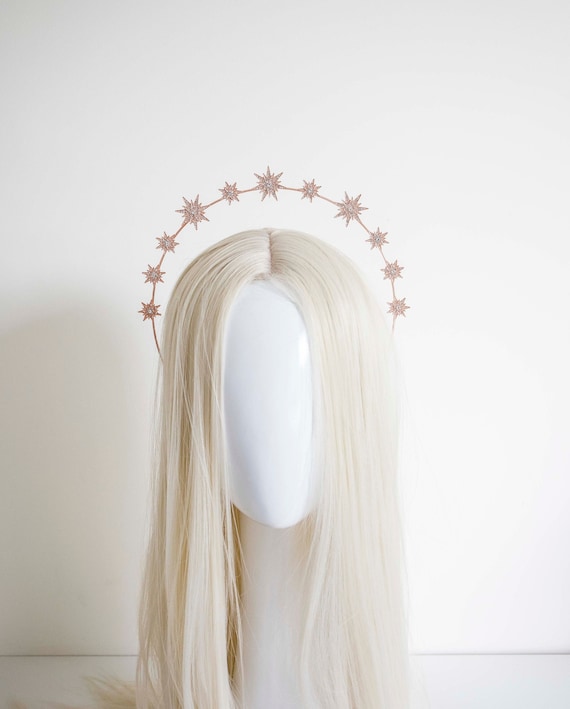 Rose Gold Star Halo Headband: Celestial Bridal Crown