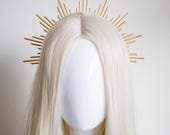 Gold Metal Sun Crown: Goddess Bridal Headpiece - Panmilli - 7 rays or 9 Rays — image 1