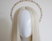 Rainbow Zirconia Halo Crown: Gold Goddess Headpiece — image 7