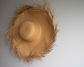 Fringe Straw Sun Hat: Raw Edge, Personalized Summer Vacation Hat — image 7