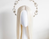 Copper Stars and Moon Headband: Celestial Bridal Halo Crown — image 1