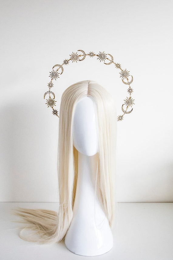 Copper Stars and Moon Headband: Celestial Bridal Halo Crown