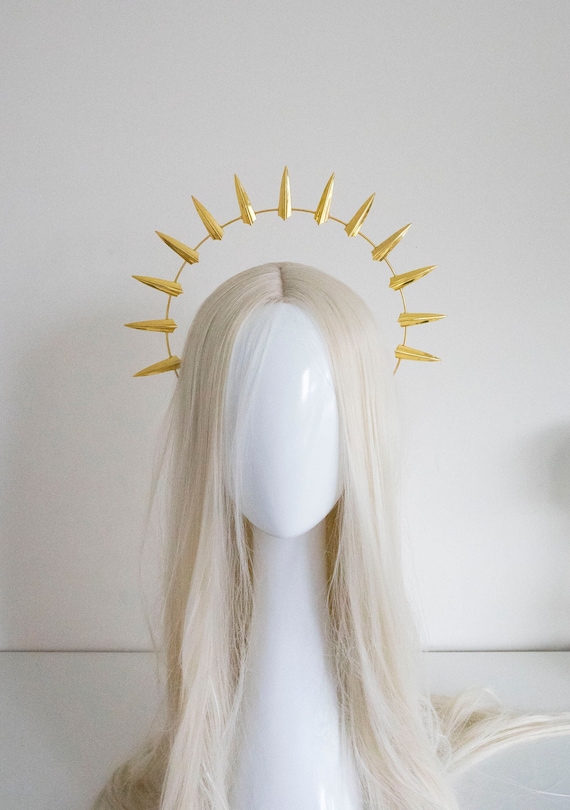 Gold Metal Sun Crown: Goddess Bridal Headpiece