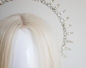 Silver Crystal Halo Crown, Rhinestone Sunburst Headband, Bridal Tiara, Goddess Hair Jewelry — image 5