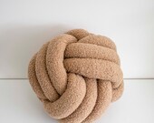 Light Brown Plush Knot Pillow: Scandinavian Decorative Cushion — image 2