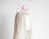 Floral Bunny Ear Headband, Pink Flower Crown, Fairy Cosplay — image 2