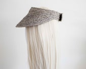 Grey Raffia Straw Sun Visor: Crownless Beach Vacation Cap — image 6