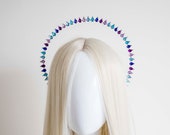 Crystal Halo Crown: Blue Purple Violet Headpiece, Pride Parade — image 1