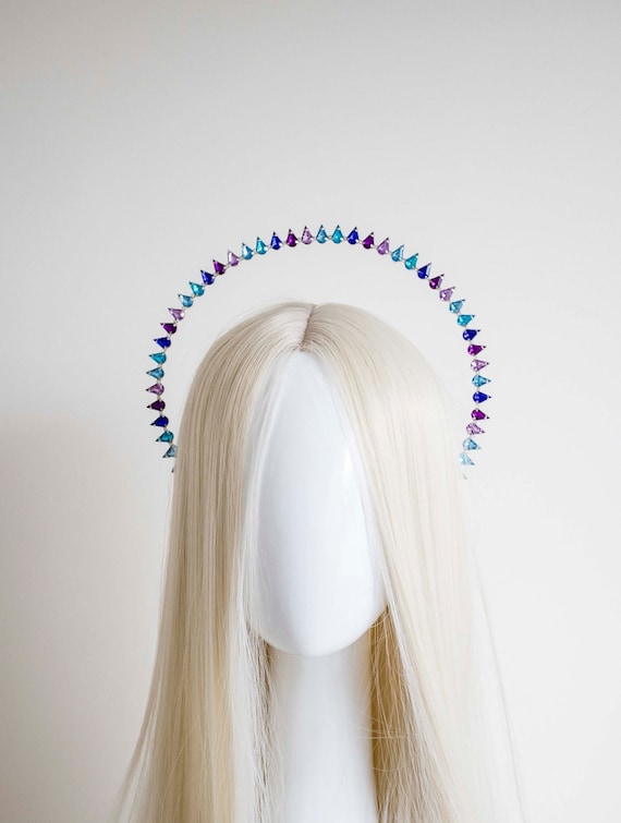 Crystal Halo Crown: Blue Purple Violet Headpiece, Pride Parade