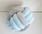 Two-Tone Grey & Blue Knot Pillow: Modern Home Decor — image 7