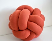 Deep Orange Knot Pillow: Handmade Decorative Sphere Cushion — image 3