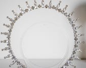 Silver Crystal Halo Crown, Rhinestone Sunburst Headband, Bridal Tiara, Goddess Hair Jewelry — image 2