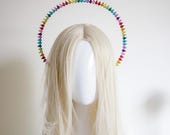 Medium Size  Rainbow Crystal Halo Crown: Silver Goddess Headpiece, Handmade by Panmilli — image 1