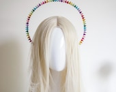 Medium Size  Rainbow Crystal Halo Crown: Silver Goddess Headpiece, Handmade by Panmilli — image 8
