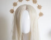 Gold Celestial Star Halo Headband – Bridal Crown with Crystals — image 2