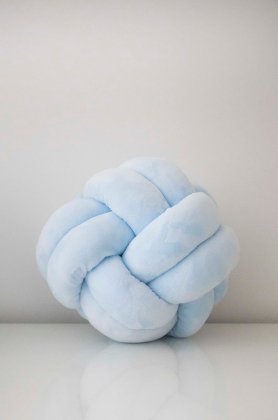 Sky Blue Knot Pillow: Scandinavian Decorative Cushion