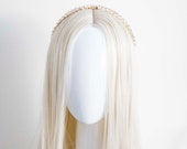 Gold Crystal Cross Hair headband - Panmilli | large crystals | women accessory | Goddess headpiece | Bridal headband | bling bling headband — image 8